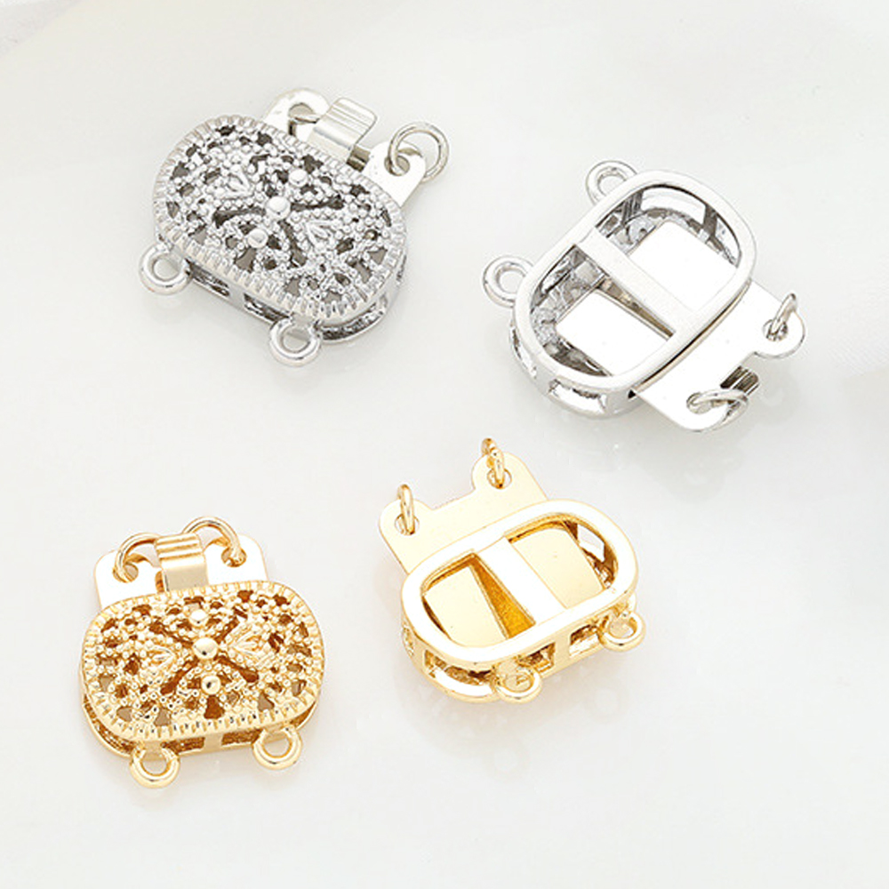 Jewelry Making Knots For Clasps - 2個入り 14K金メッキ真鍮フィリグリーネックレスボックスクラスプ ジュエリースライド ネックレスブレスレットコネクター 結び目のあるジュエリー製作用