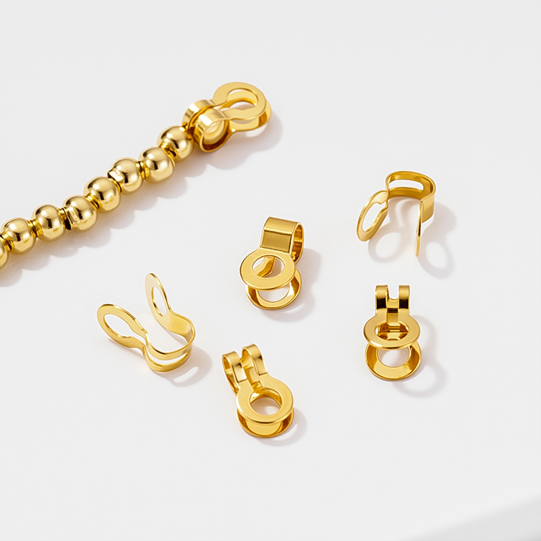 Jewelry Making Knots For Clasps - 30個入り 鉄製ダブルループボールチェーンコネクタークラスプクリップチップエンドキャップノットカバーバックル DIYブレスレットジュエリー製作用品