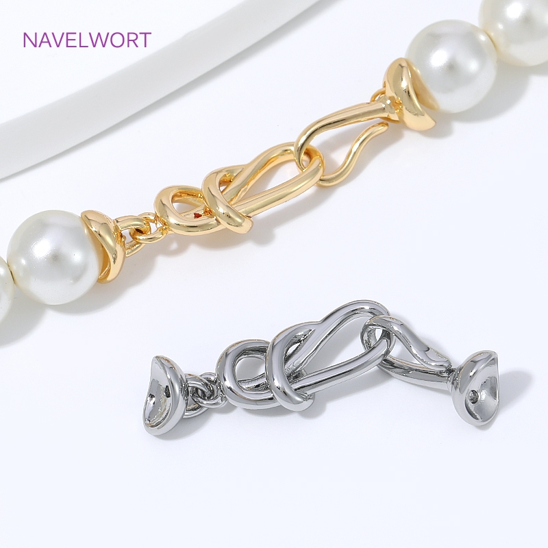 Jewelry Making Knots For Clasps - 18K金メッキの無限結びコネクターカスプル（エンドキャップ付き）、真鍮製パールクラスプ（ブレスレット用）、DIYジュエリー製作アクセサリー