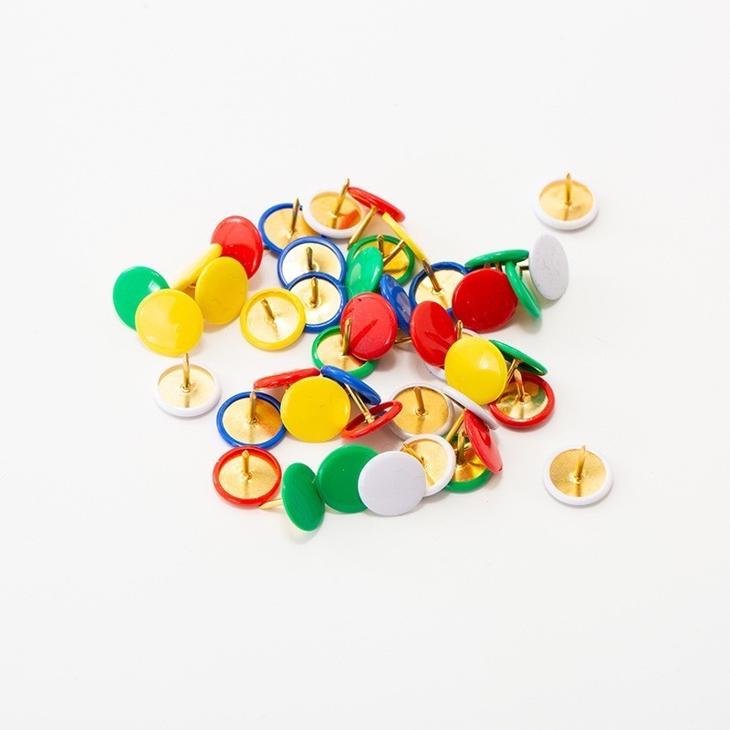 Head Pin Assorted - 200個の丸頭プッシュピン、ソフトコーティンググリップ、カレンダー写真ピン留め通知ポスター固定、ランダムカラーアソートメント