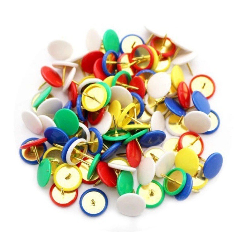 Head Pin Assorted - 118個の丸頭プッシュピン、ランダムカラーアソート、ソフトコーティンググリップ、家庭用コルクボード装飾に最適