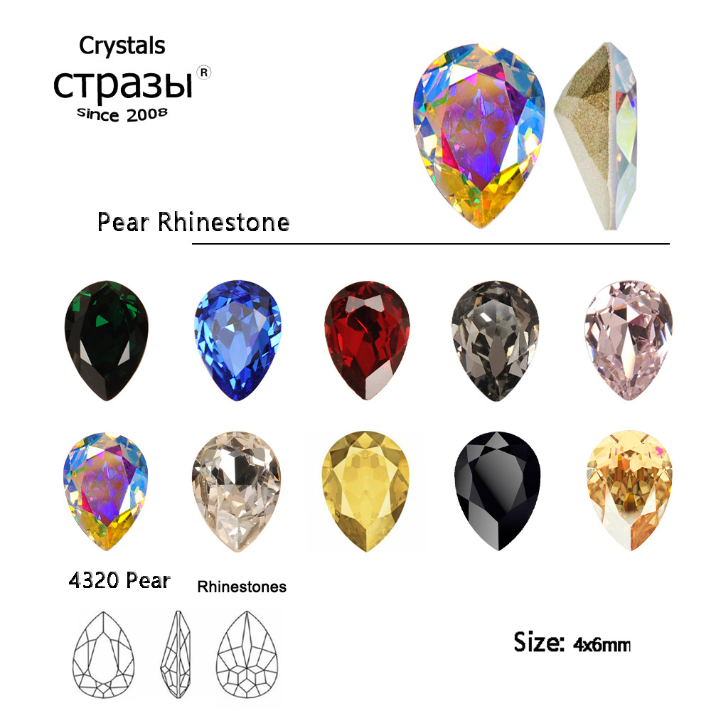 Crystal Bead Mix - 10 個 4 × 6 ミリメートルペアクリスタルグリッターガラスラインストーン異なる色のネイルストーン