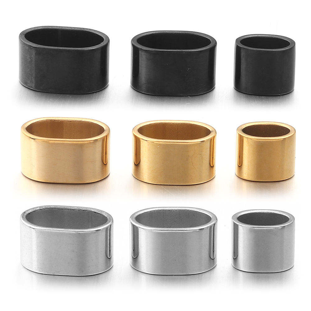 Jewelry Making Equipment - 6個のフラットステンレス鋼チューブスライダービーズポジションビーズビッグホールメタルビーズDIYレザーブレスレットクラスプジュエリー製作用