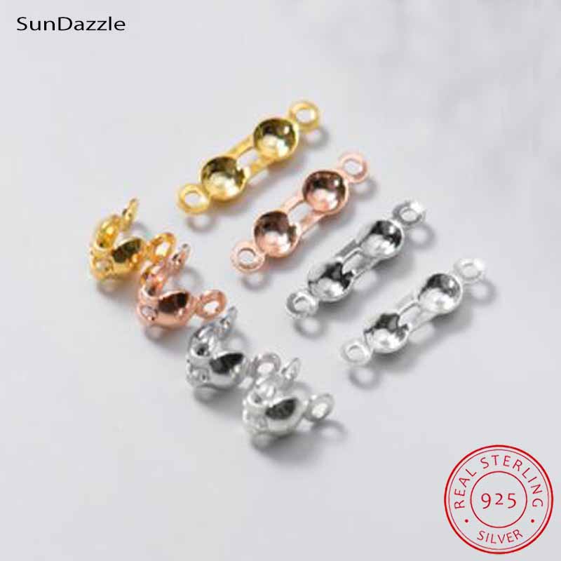 Jewelry Making Kit For Adults - 4個入り 本物の純銀925製 クロージャーエンドビーズ クラスプ クリップ ゴールドクリンプコネクター