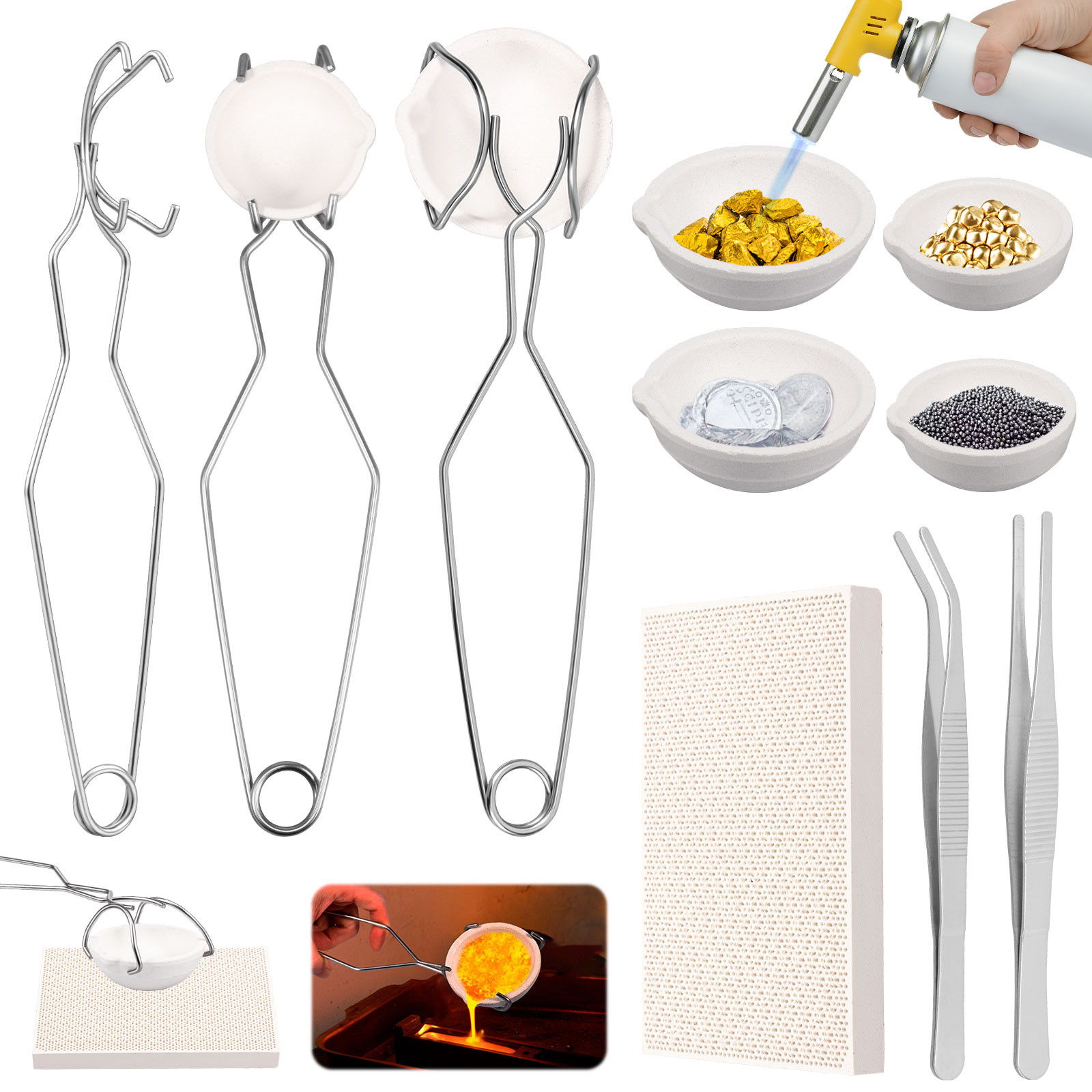 Jewelry Making Tool Kit - 耐火皿セット高純度トーチ溶解鋳造キットジュエリーインゴット金型金型製作金銀鋳造用金属工具ジュエリー職人向け