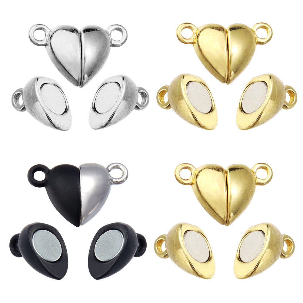Jewelry Making Kit For Adults - 5 ピース/ロット合金ラブハート型磁気クラスプネックレスブレスレット用マグネットエンドクラスプコネクタ DIY ジュエリー作成用品