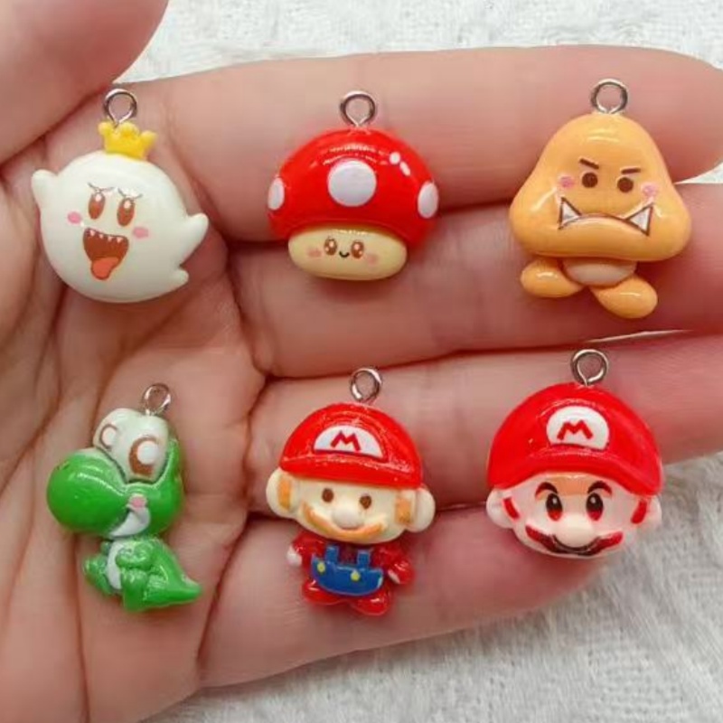 Jewelry Making Birthday Party - 10個入り樹脂製漫画ペンダント、DIYジュエリー製作イヤリング、キーホルダーアクセサリー