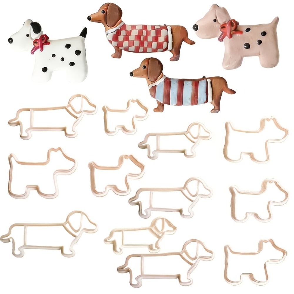 Jewelry Making Tool Kit - 2セット6個入り漫画犬ポリマークレイカッター | 新年をテーマにしたジュエリー製作道具 | シュナウザー＆ダックスフント粘土型