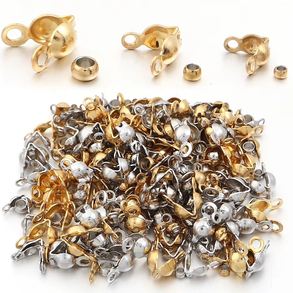 Jewelry Making Equipment - 40～200個入り ステンレス製 コネクター クラスプ クリンプエンド ビーズ