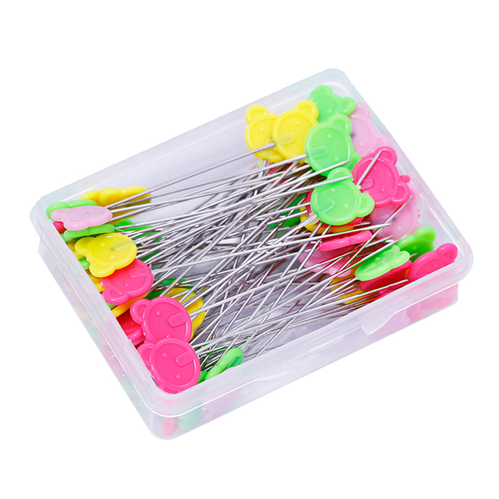 Head Pin Assorted - 50個入りアソートカラーフラットベアヘッドストレートピン、クラシックな縫製工芸、大学プロジェクト、装飾品に必須の道具