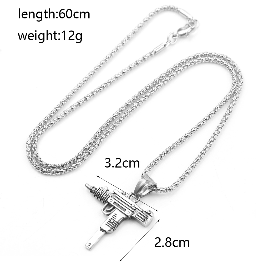 パンク・ウジ・ピストル・マシンガン・ネックレス・ペンダント  - Jewelry Making Equipment のレビューと価格