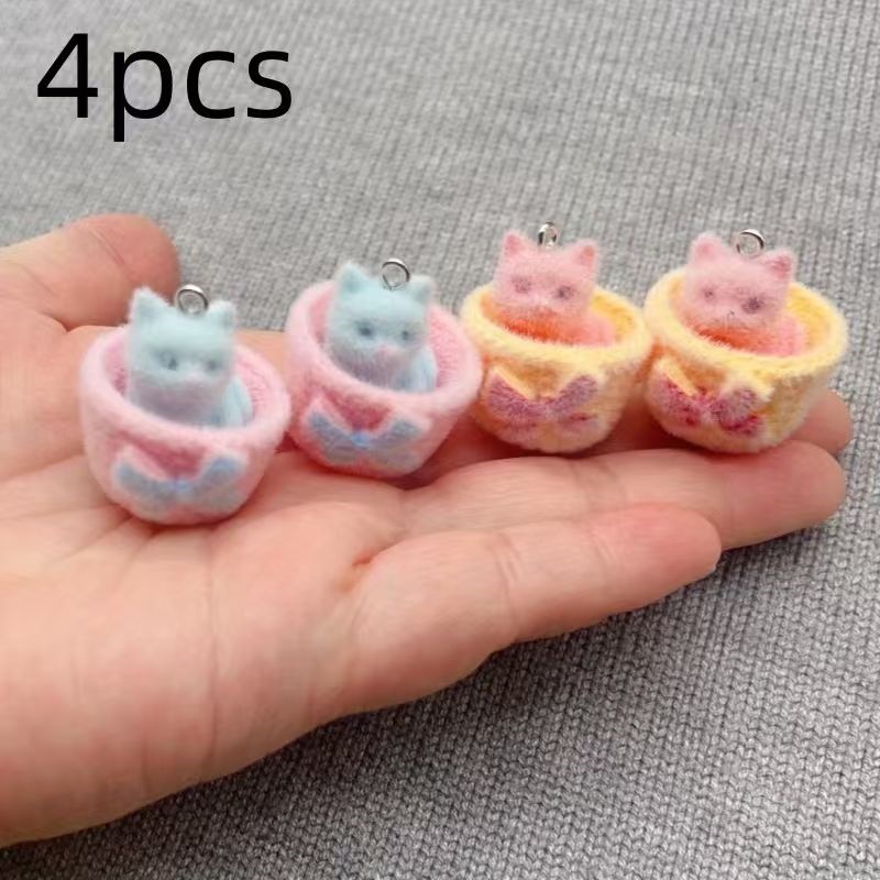 4個入り3Dぬいぐるみ樹脂製猫ペンダント、DIYジュエリー製 - Jewelry Making Birthday Party のレビューと価格