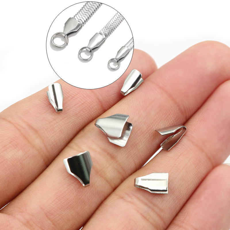 100個ステンレス鋼2-7mmフラットコード圧着エンドビーズ - Jewelry Making Equipment のレビューと価格