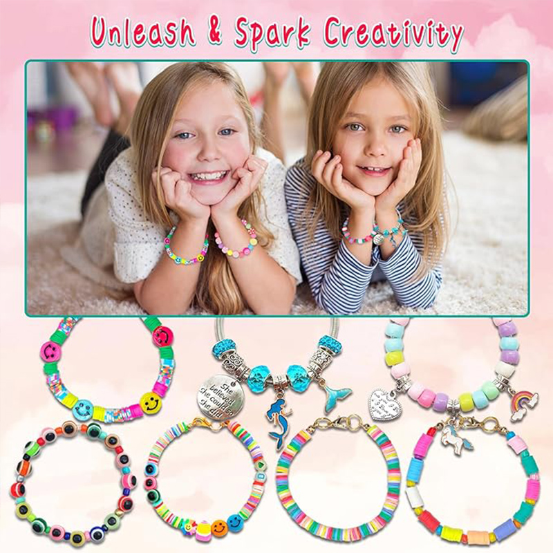 女の子のための友情ブレスレット作りキット,ビーズチャーム,ジ - Jewelry Making Birthday Party のレビューと価格