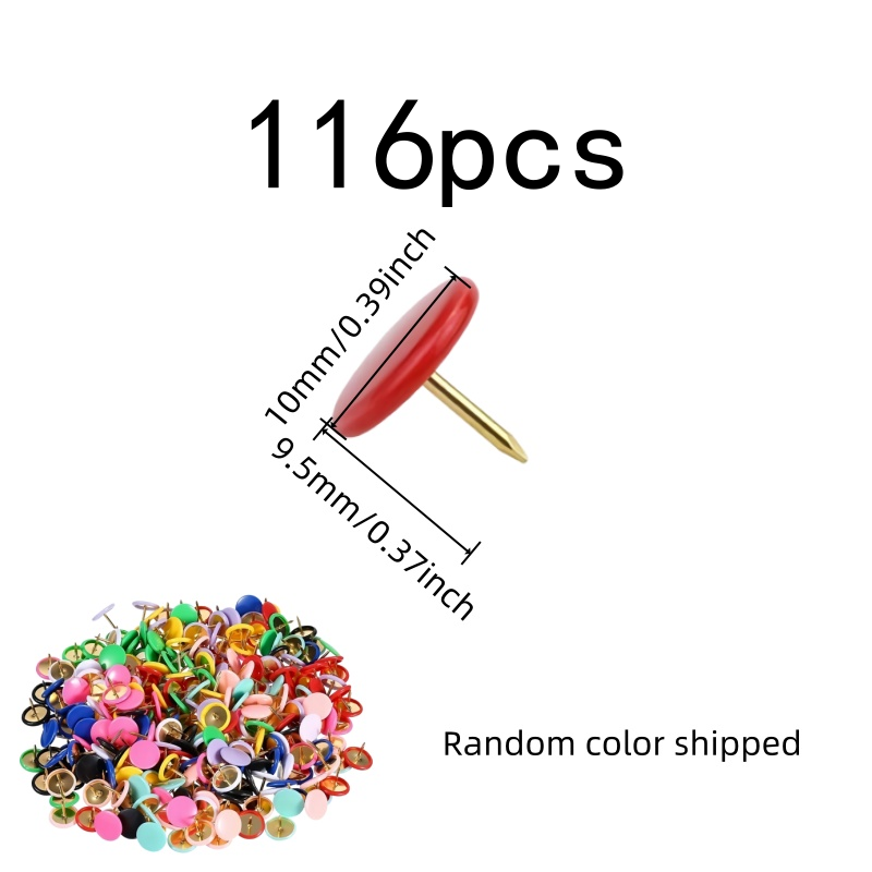 116個の丸頭プッシュピン、ランダムカラーアソート、カレンダ - Head Pin Assorted のレビューと価格