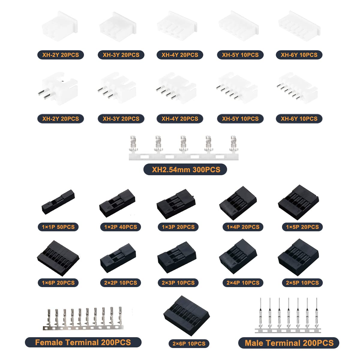デュポン/1080端子キット,JST-XH個,ミックスパック - Head Pin Assorted のレビューと価格