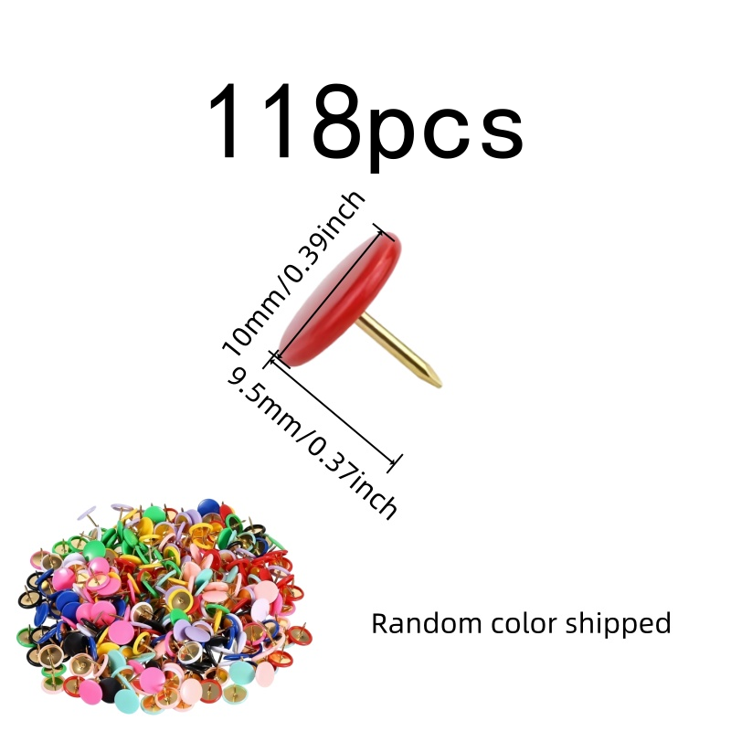 118個の丸頭プッシュピン、ランダムカラーアソート、ソフトコ - Head Pin Assorted のレビューと価格