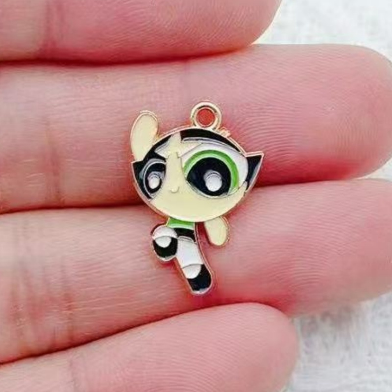 10個入り 合金製オイルドリップ漫画ガールペンダント、DIY - Jewelry Making Birthday Party のレビューと価格