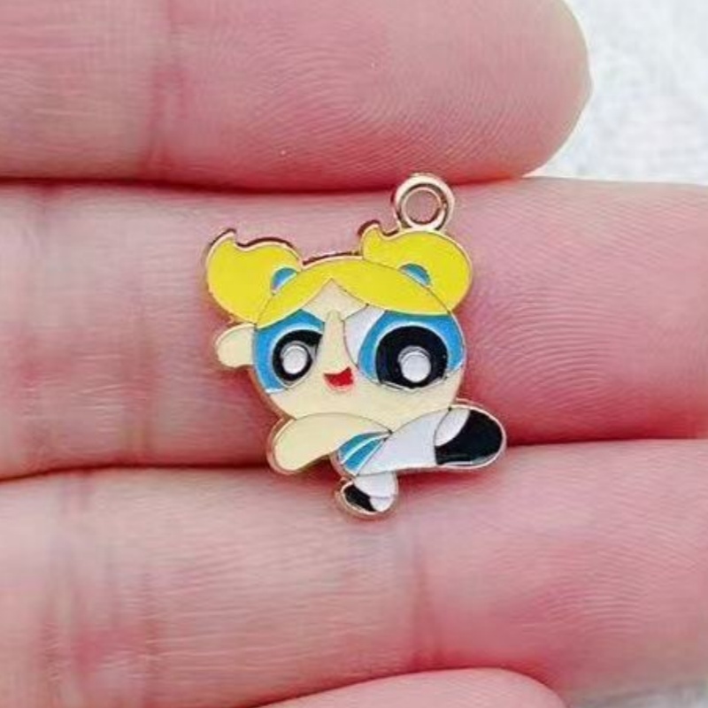 10個入り 合金製オイルドリップ漫画ガールペンダント、DIY - Jewelry Making Birthday Party のレビューと価格