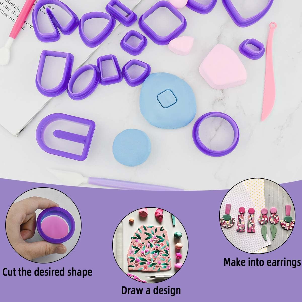ポリマークレイイヤリング作成キット、18個のツール、24個の - Jewelry Making Tool Kit のレビューと価格