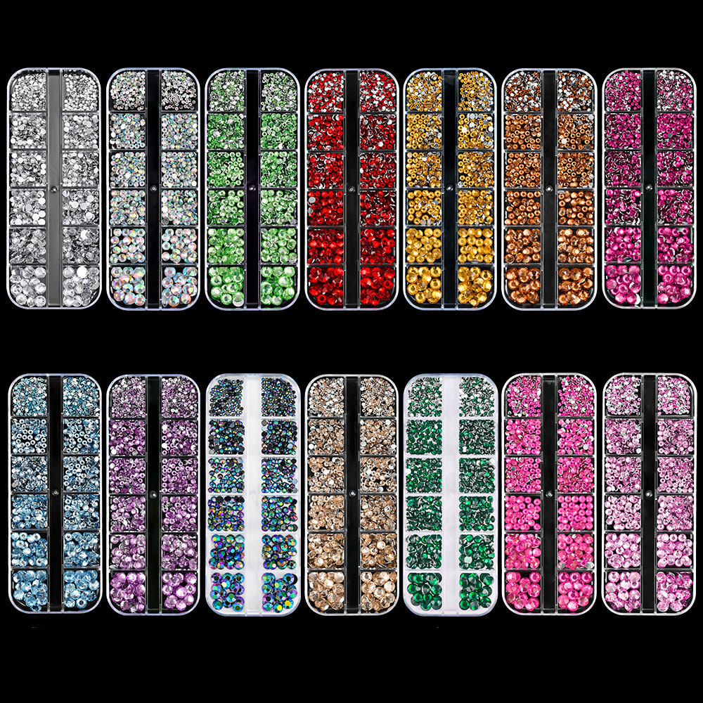 12 グリッドミックスサイズ高級樹脂クリスタルネイルアートラ - Crystal Bead Mix のレビューと価格