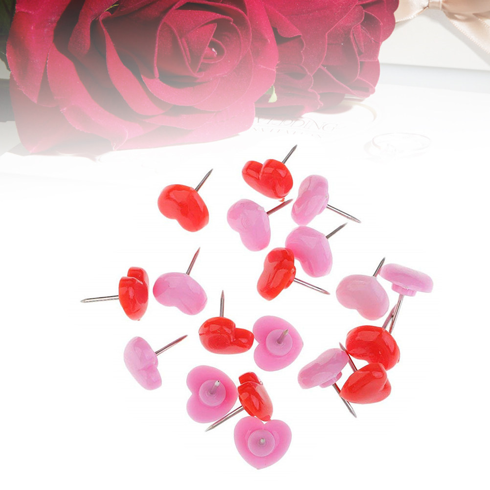 150個入り ハート型プッシュピン プラスチックヘッド 金属 - Head Pin Assorted のレビューと価格