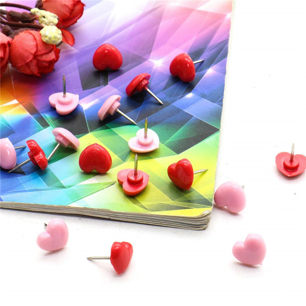 150個入り ハート型プッシュピン プラスチックヘッド 金属 - Head Pin Assorted のレビューと価格