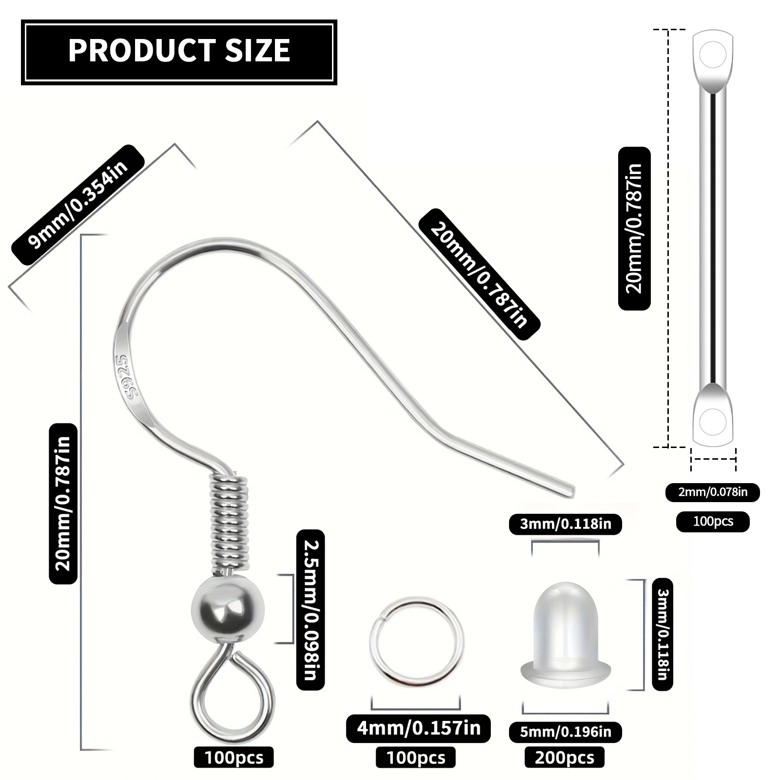 925シルバー/金メッキイヤリングフック、ジュエリー製作用、 - Jewelry Making Kit のレビューと価格