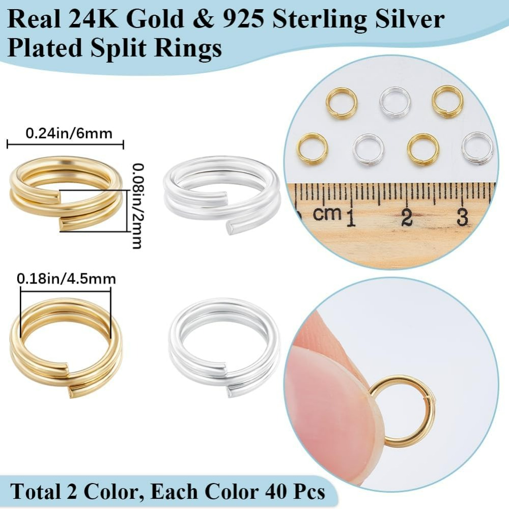 1 ボックス 80 個分割ジャンプリング 24K ゴールドと - Jewelry Making Jump Rings のレビューと価格