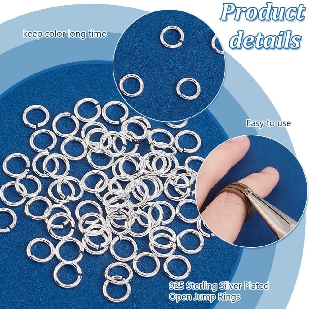 200 個 925 スターリングシルバーメッキオープン丸カン - Jewelry Making Jump Rings のレビューと価格