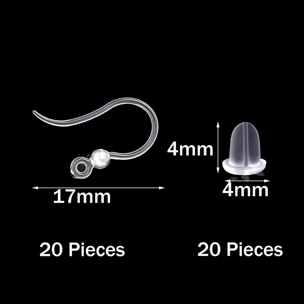 40個の透明なプラスチック製イヤリングフック、ループ付きイヤ - Jewelry Making Kit For Adults のレビューと価格