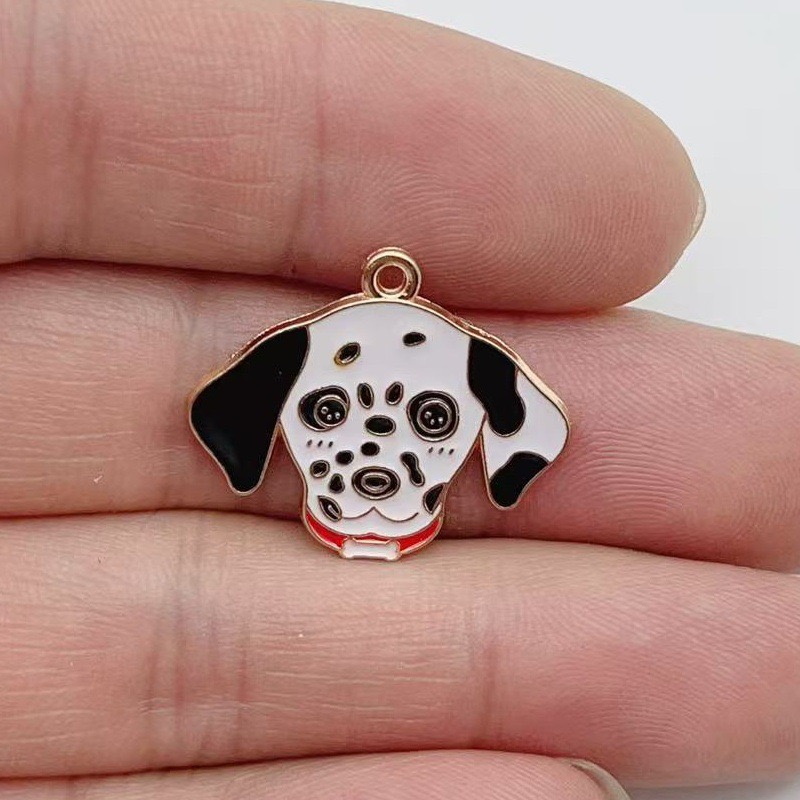 12個入り漫画ペット斑点犬合金オイルドロップペンダント、DI - Jewelry Making Birthday Party のレビューと価格