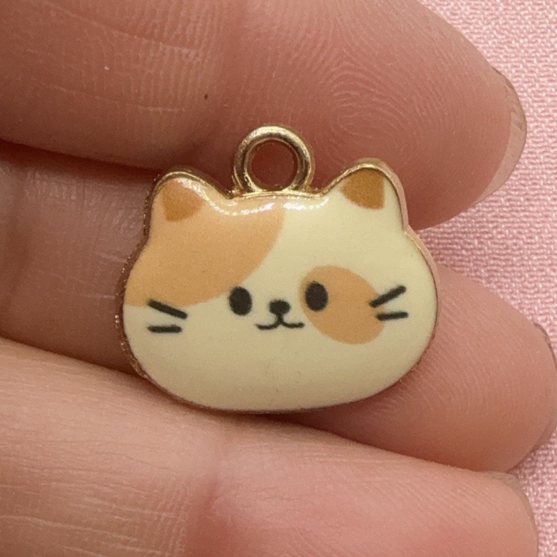 12個入りプリント猫ヘッド合金ドリップオイルペンダント、DI - Jewelry Making Birthday Party のレビューと価格