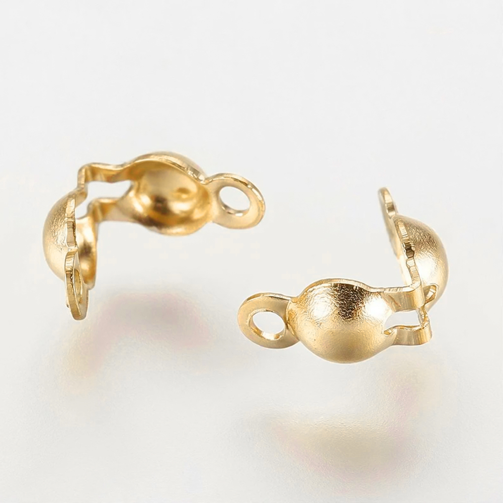ステンレス鋼の金メッキのクラムシェルビーズ,100個,リベッ - Jewelry Making Knots For Clasps のレビューと価格